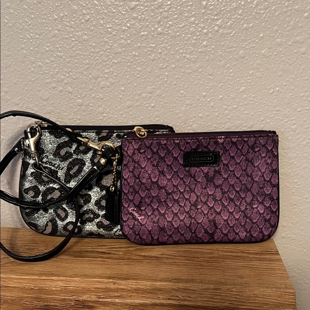 Coach Purple and Silver Clutch Set